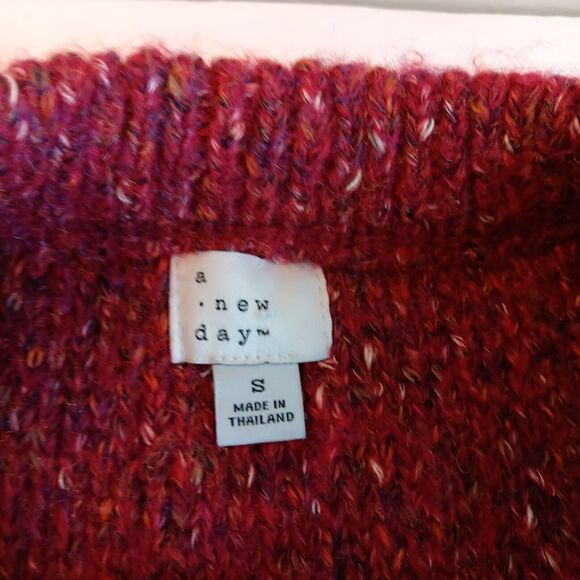 A New Day Size S Rust Multi-Color Cable Knit Crew Neck Pullover Chunky Sweater - Picture 4 of 7